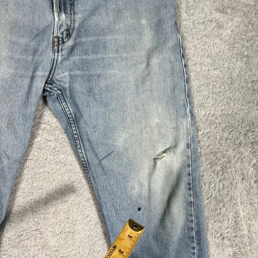 Levis 505 Regular Fit Jeans Light Wash Denim Mens W34 Distressed Straight Leg